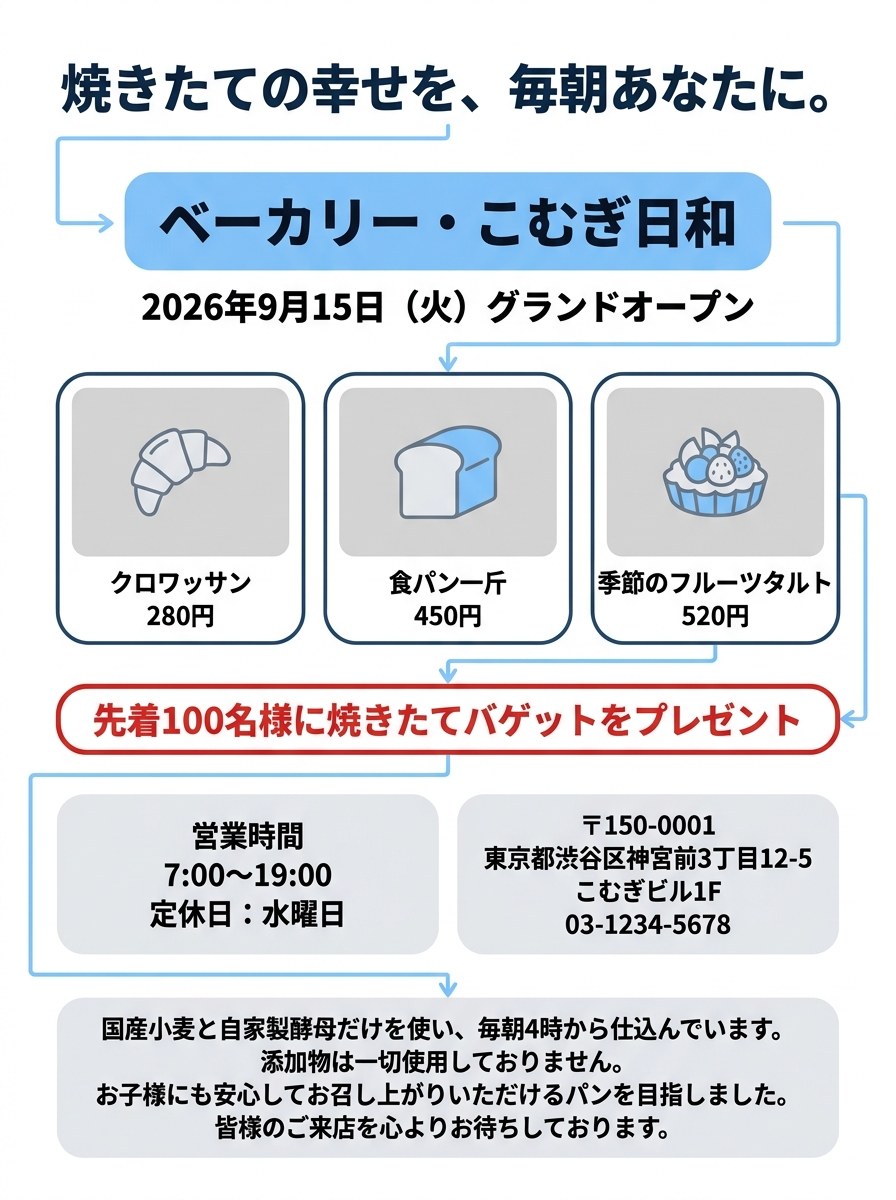 生成AIが描いた日本語チラシの失敗例